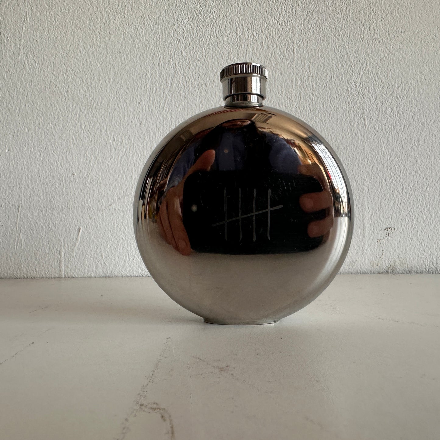AA001 CHROME FLASK WITH NO. 5 ENGRAVING
