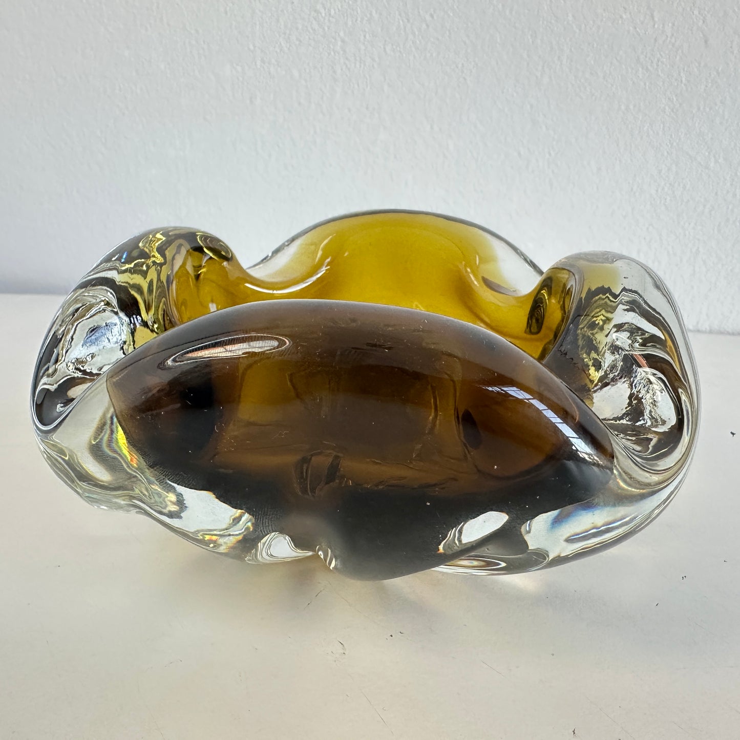 AA026 MURANO GREEN BROWN ASHTRAY