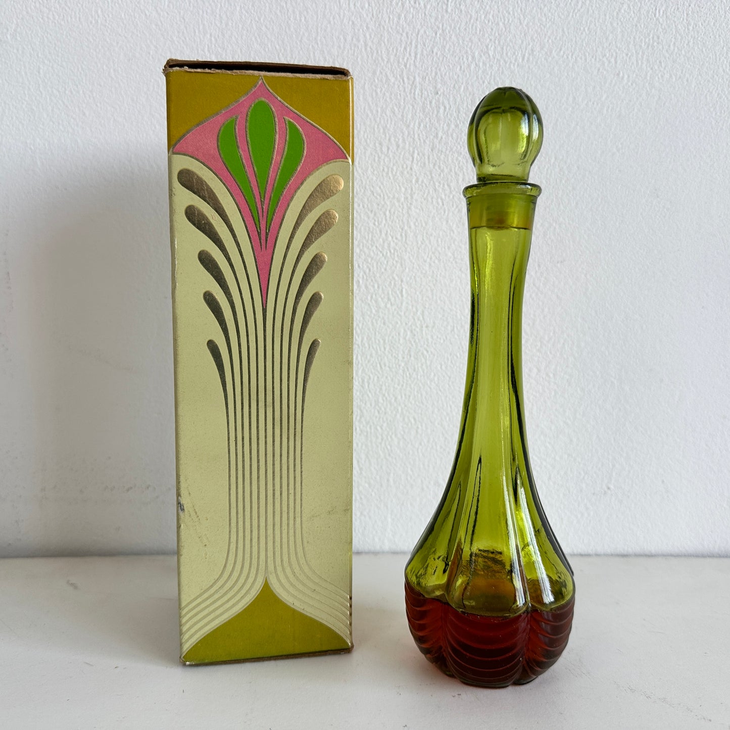 BB022 GREEN TINTED ART DECO BATH OIL