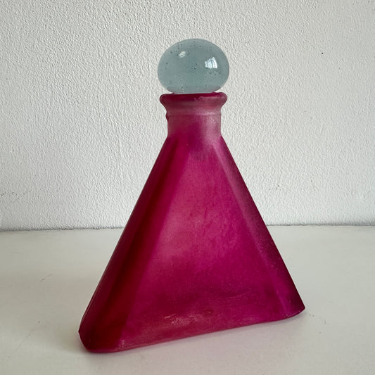 BB028 PINK THICK GLASS PERFUME BOTTLE WITH GLASS LID