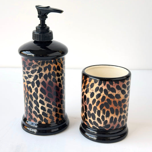 BB039 LEOPARD PRINT BATHROOM ACCESSORIES