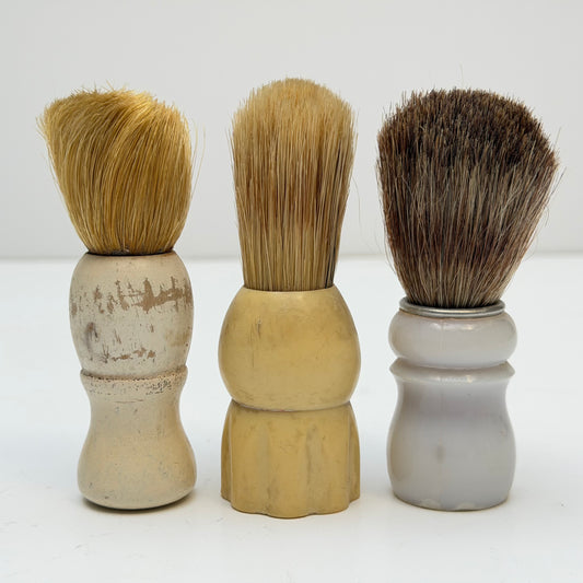 BB051 SET OF 3 ANTIQUE SHAVING BRUSHES