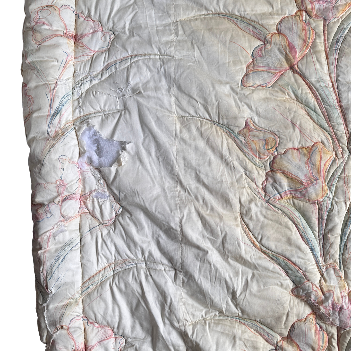 BG001 IRIS GLADIOLUS VINTAGE QUILTED COMFORTER WITH PILLOW CASES