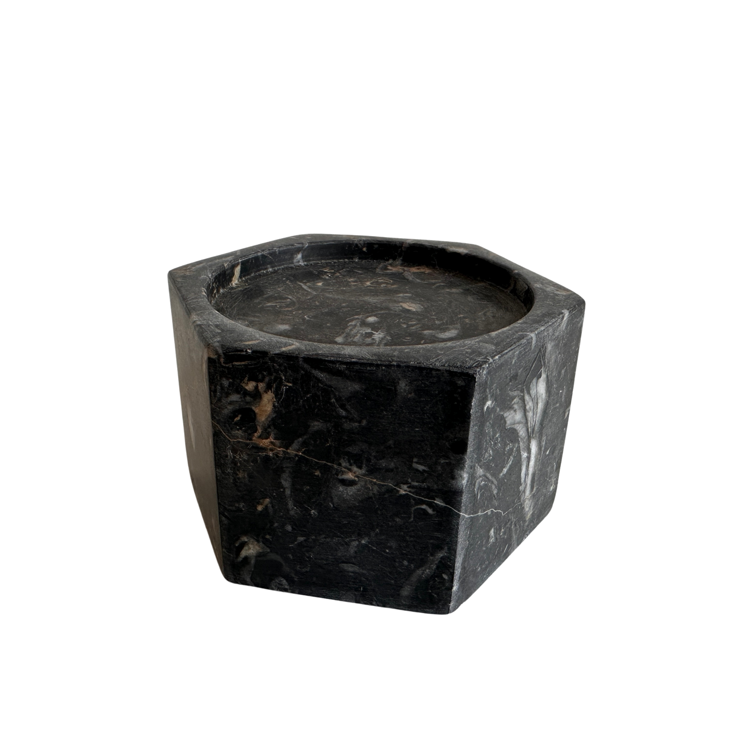 CA005 MEDIUM BLACK MARBLE CANDLE HOLDER