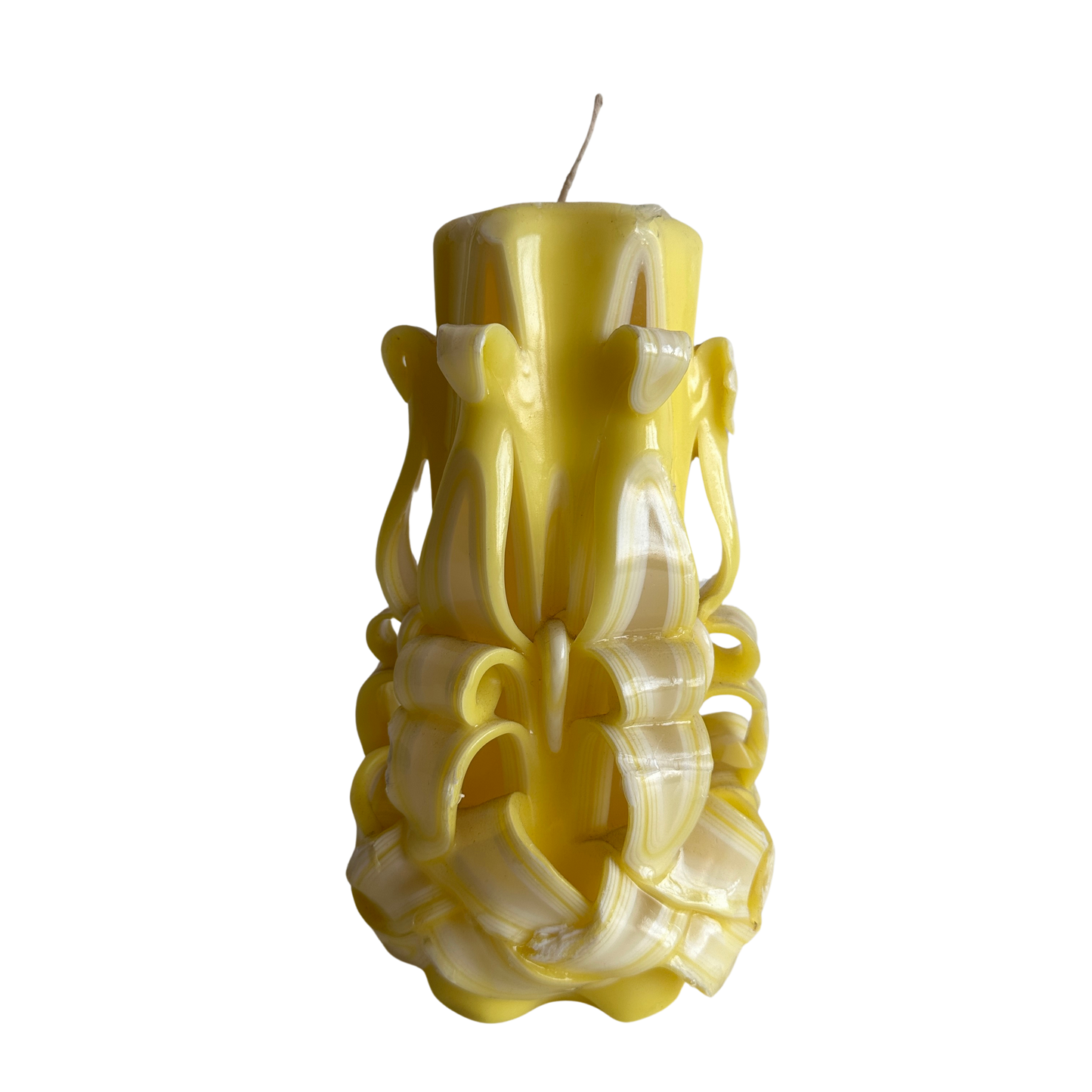 CA007 BERDEGUE YELLOW CARVED CANDLE