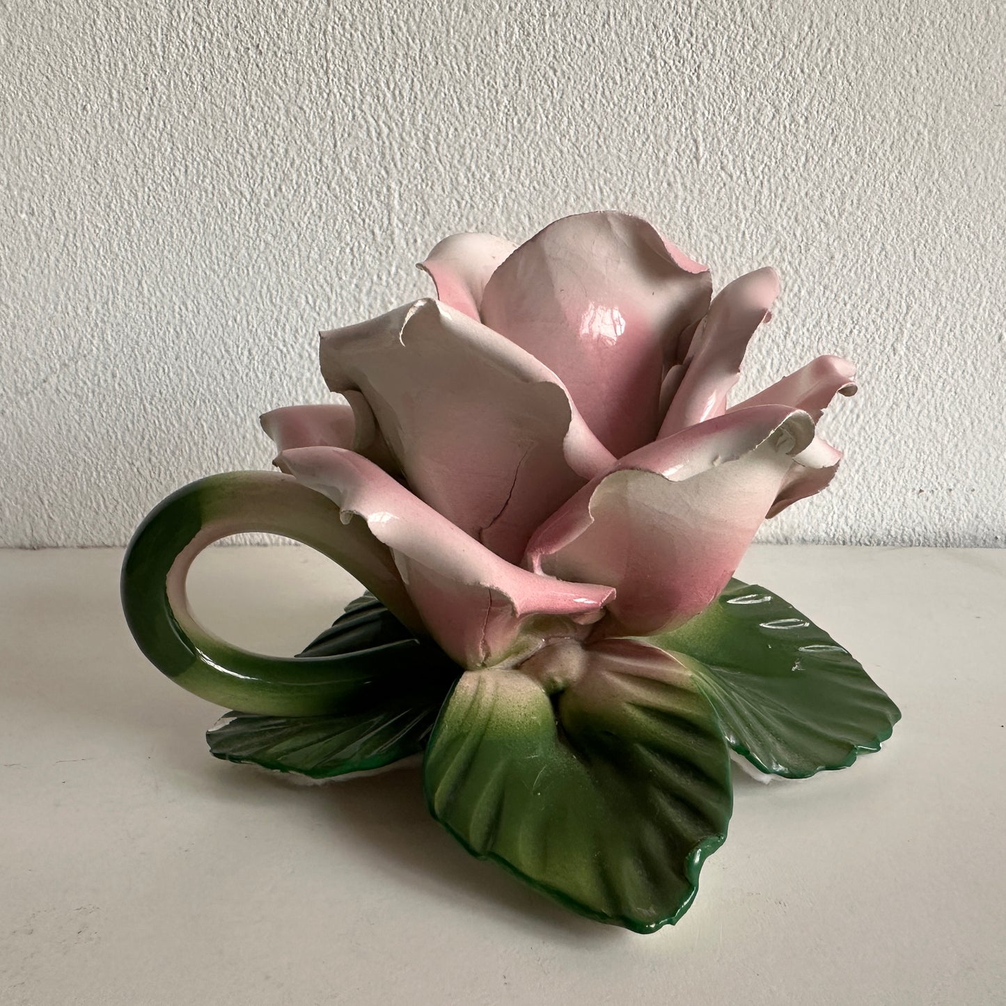 CA010 SET OF FOUR CAPO PINK ROSE TAPER CANDLE HOLDERS