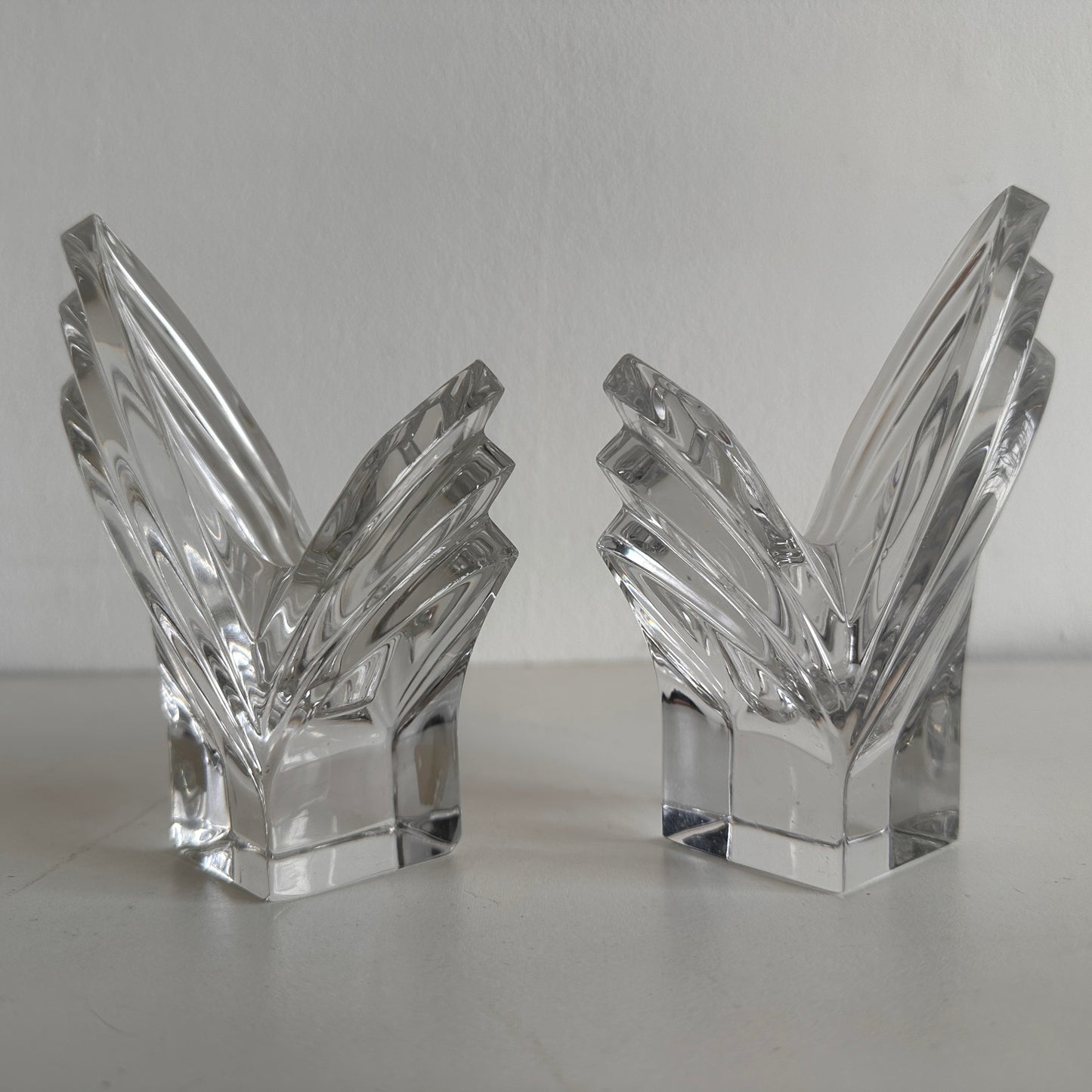 CA020 SET OF THREE JAPANESE CRYSTAL CANDLE HOLDERS