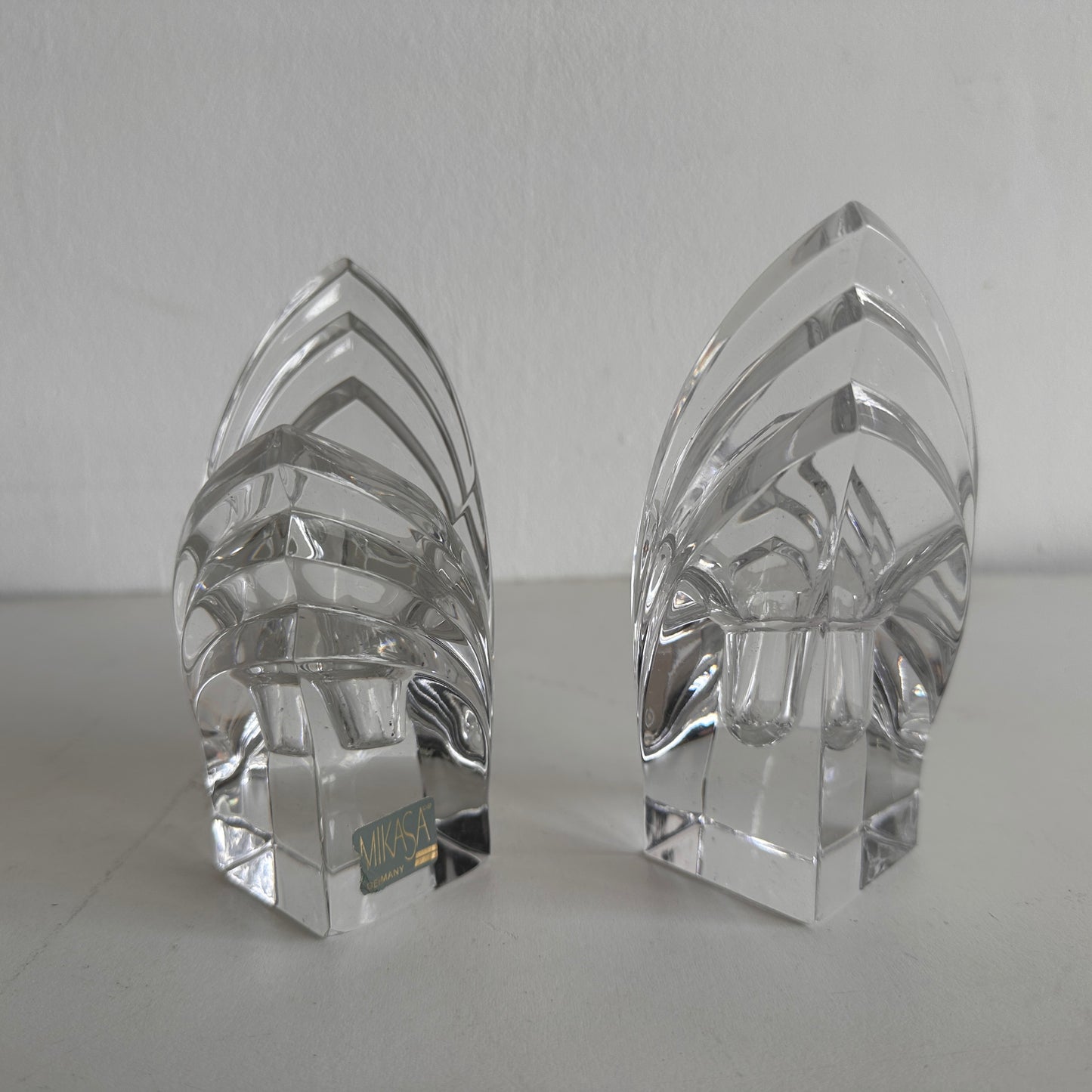 CA020 SET OF THREE JAPANESE CRYSTAL CANDLE HOLDERS