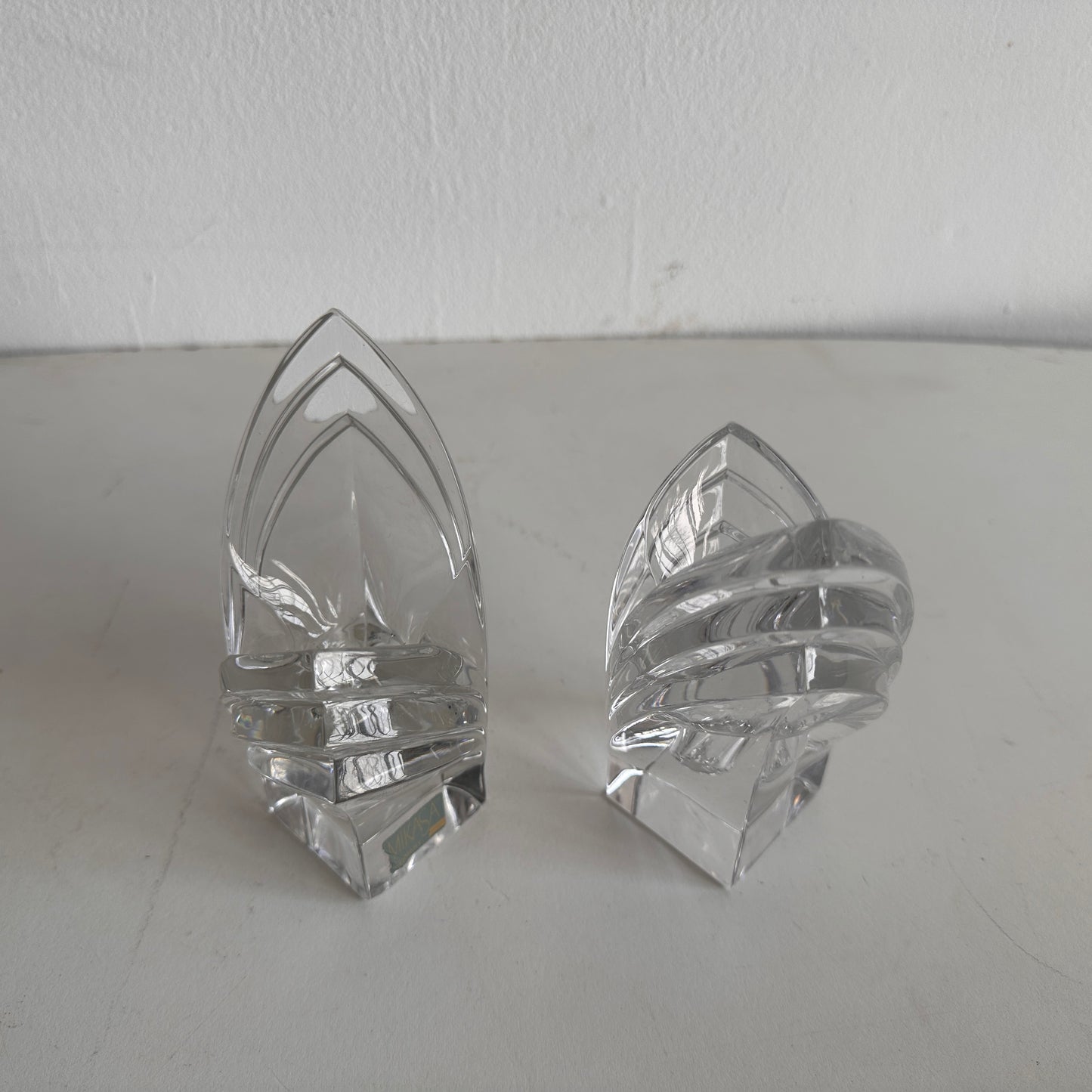 CA020 SET OF THREE JAPANESE CRYSTAL CANDLE HOLDERS
