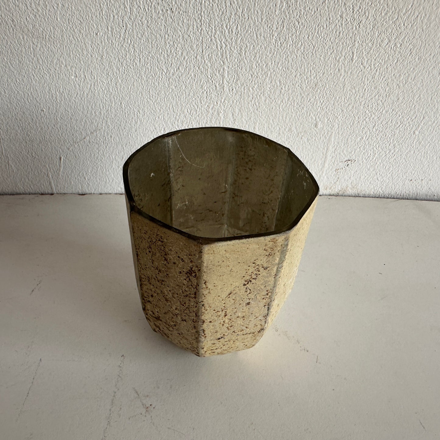 CA022 MATTE GOLD PATINA GLASS VOTIVE CANDLE HOLDER