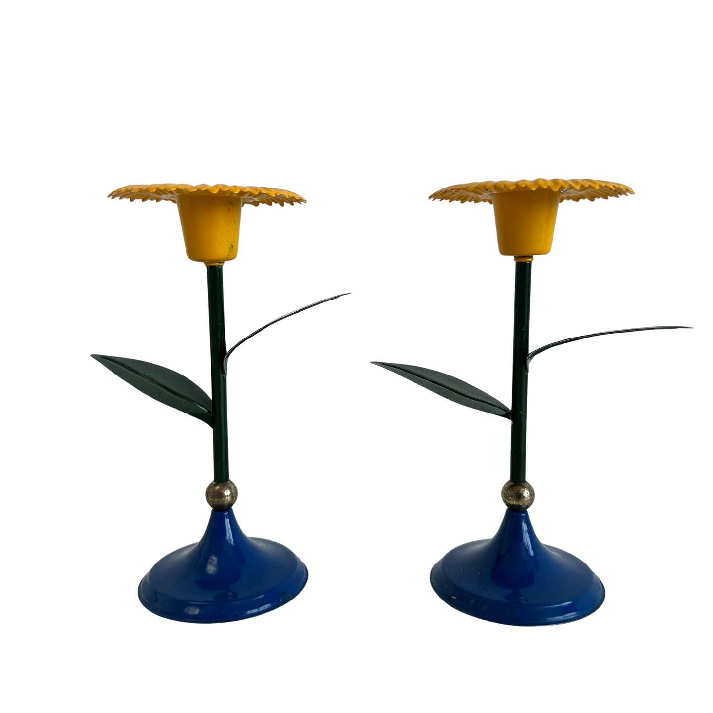 CA031 SET OF 2 METAL FLOWER CANDLE HOLDERS