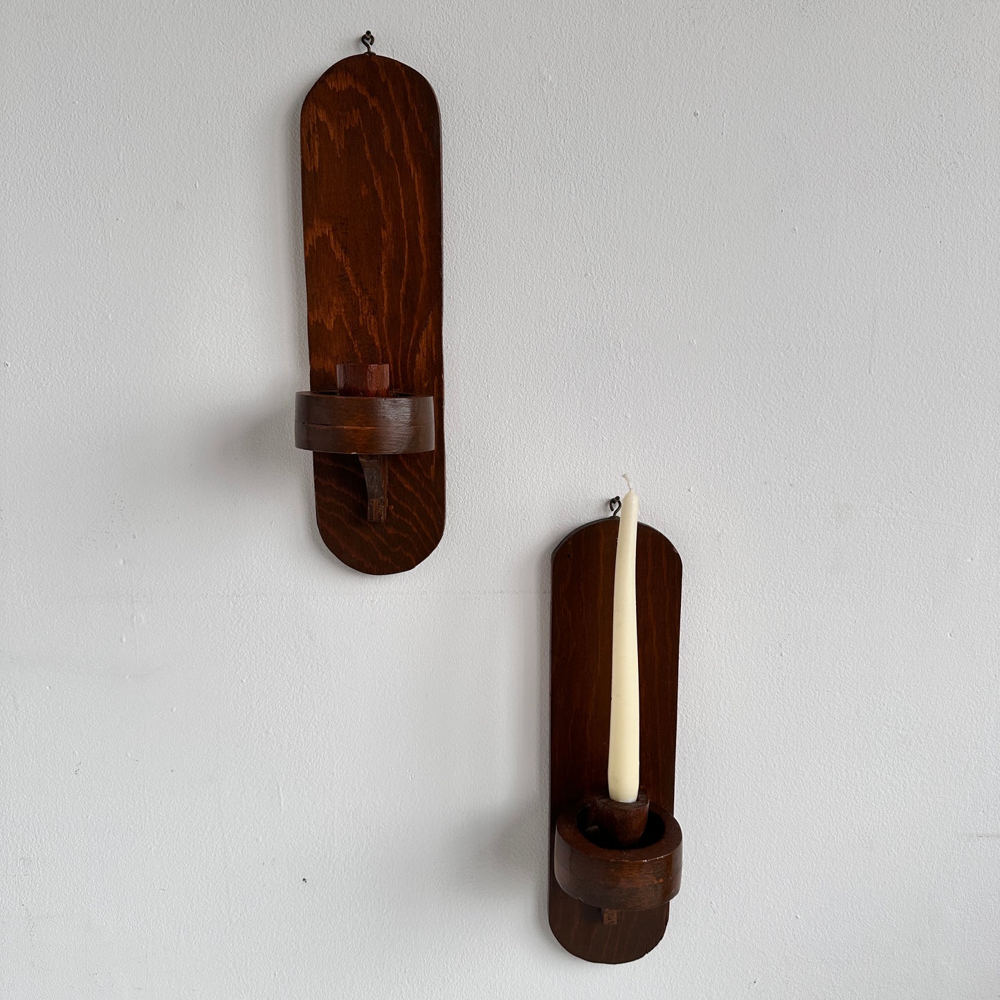 CA035 PAIR OF CARVED WOOD CANDLE SCONCES