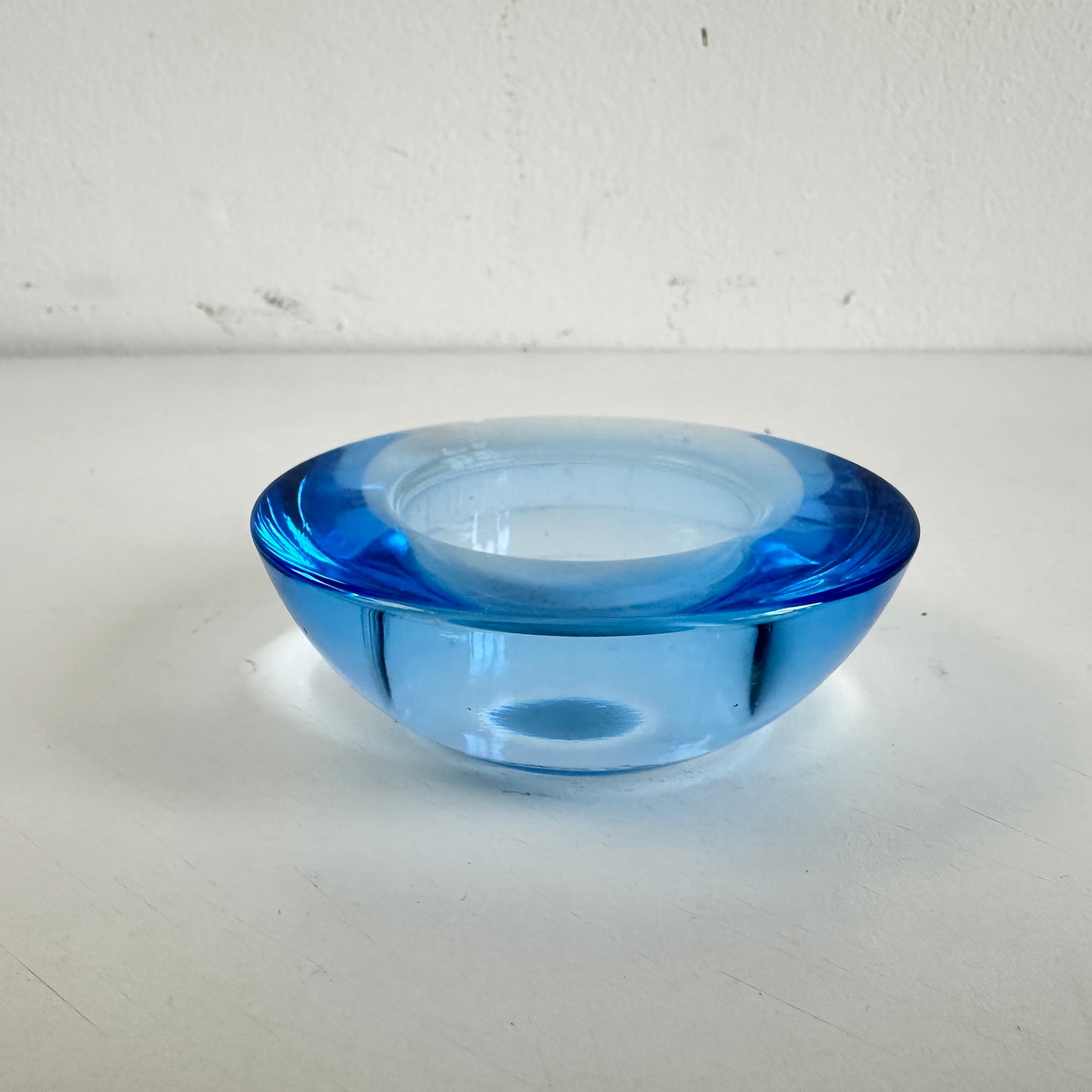 CA036 SET OF SIX BLUE GLASS VOTIVE CANDLE HOLDERS
