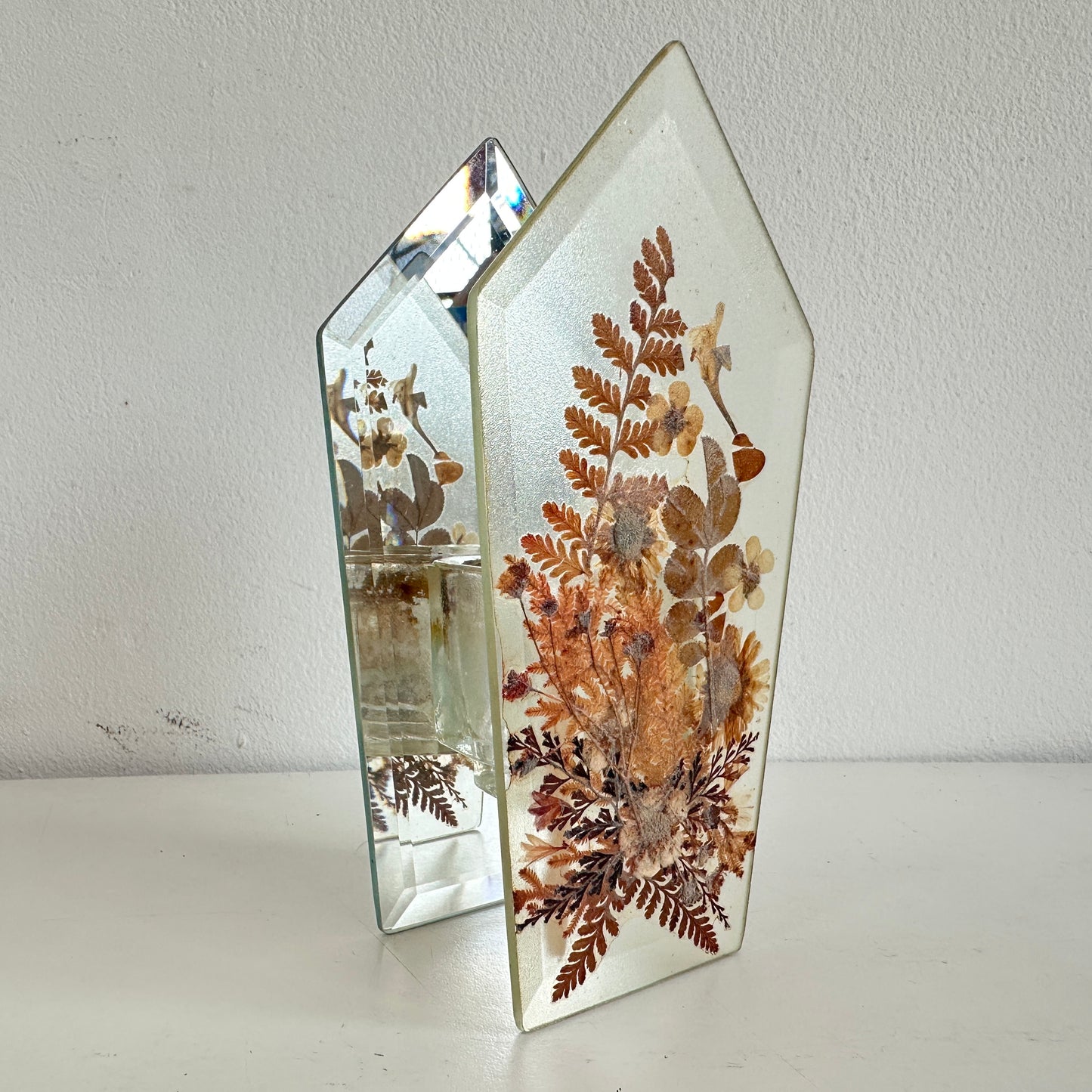 CA040 PRESSED FLOWER GLASS VOTIVE CANDLE HOLDER