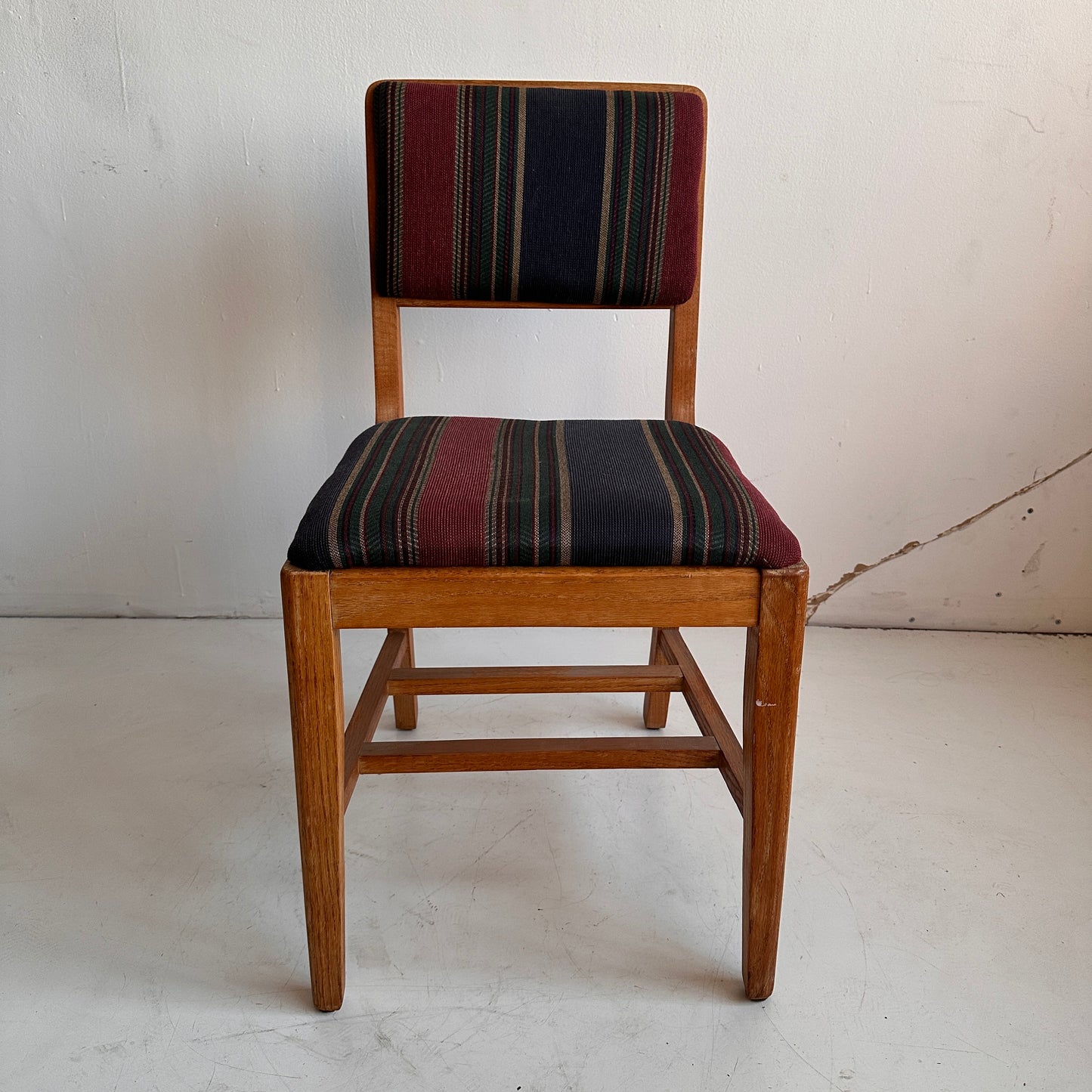 CH019 STRIPED FABRIC AND WOOD SIDE CHAIR