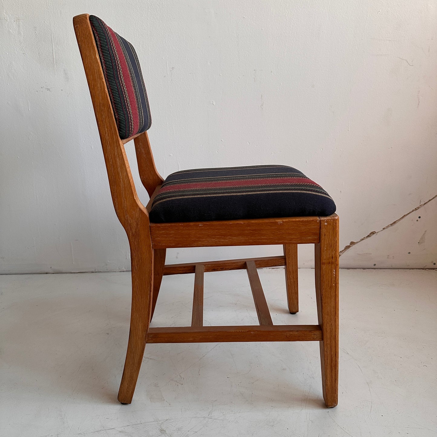 CH019 STRIPED FABRIC AND WOOD SIDE CHAIR
