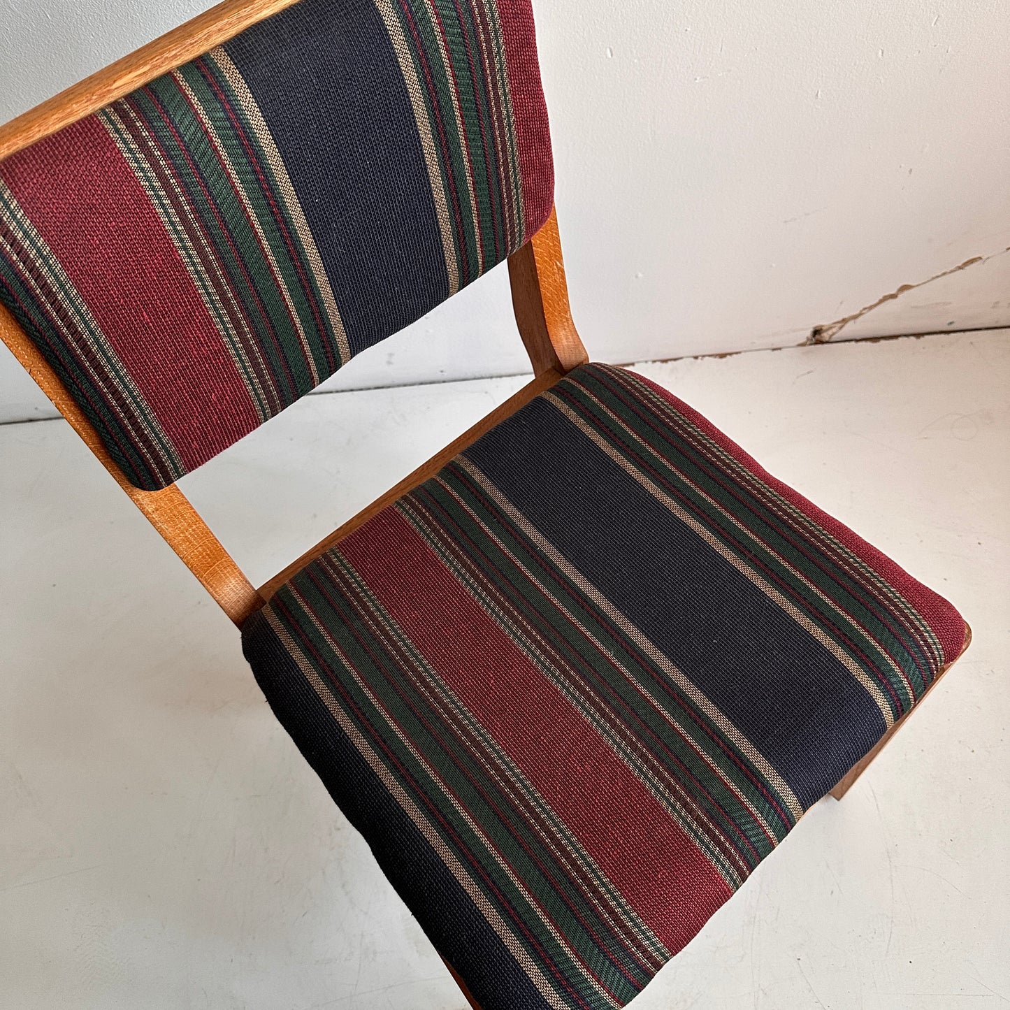 CH019 STRIPED FABRIC AND WOOD SIDE CHAIR
