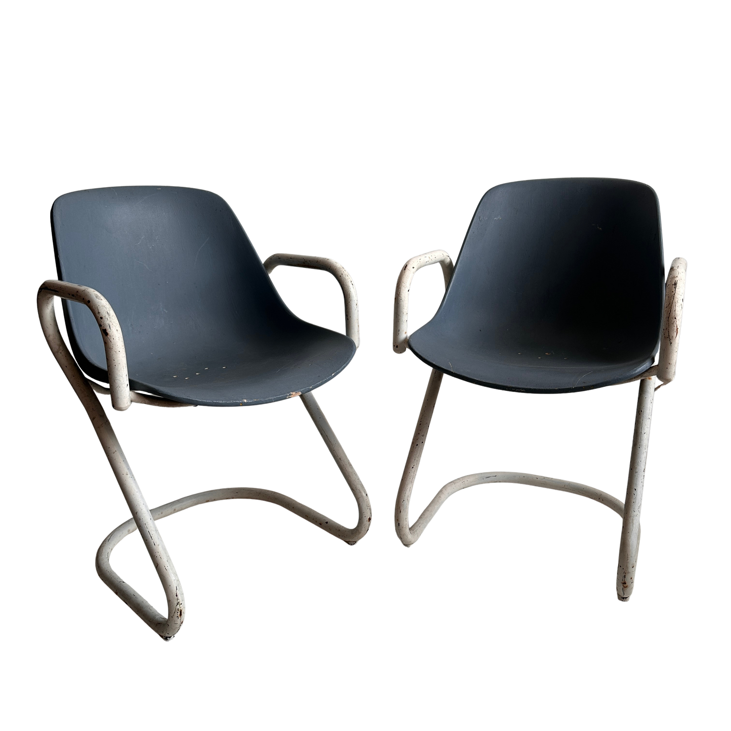 CH029 BLUE AND WHITE TUBULAR OUTDOOR CHAIRS