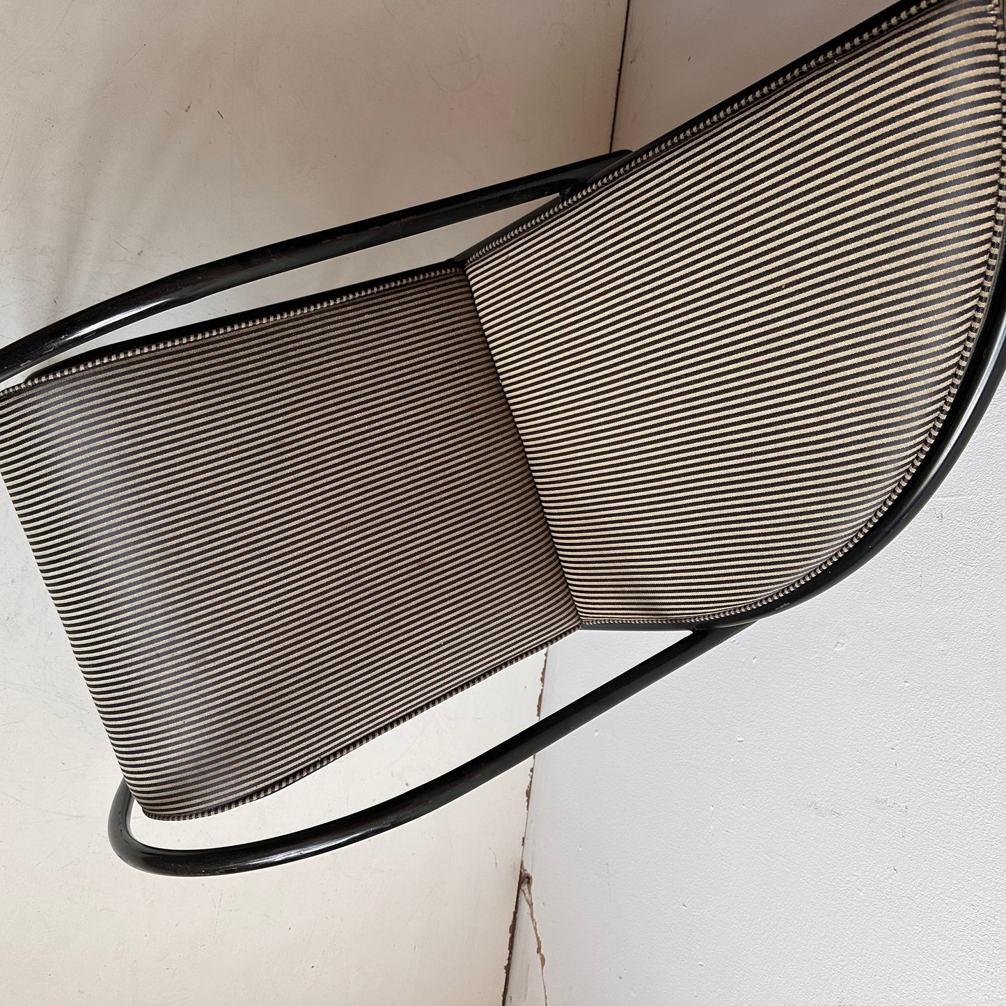 CH038 BLACK & WHITE STRIPED IRON SCULPTURAL ARMCHAIR