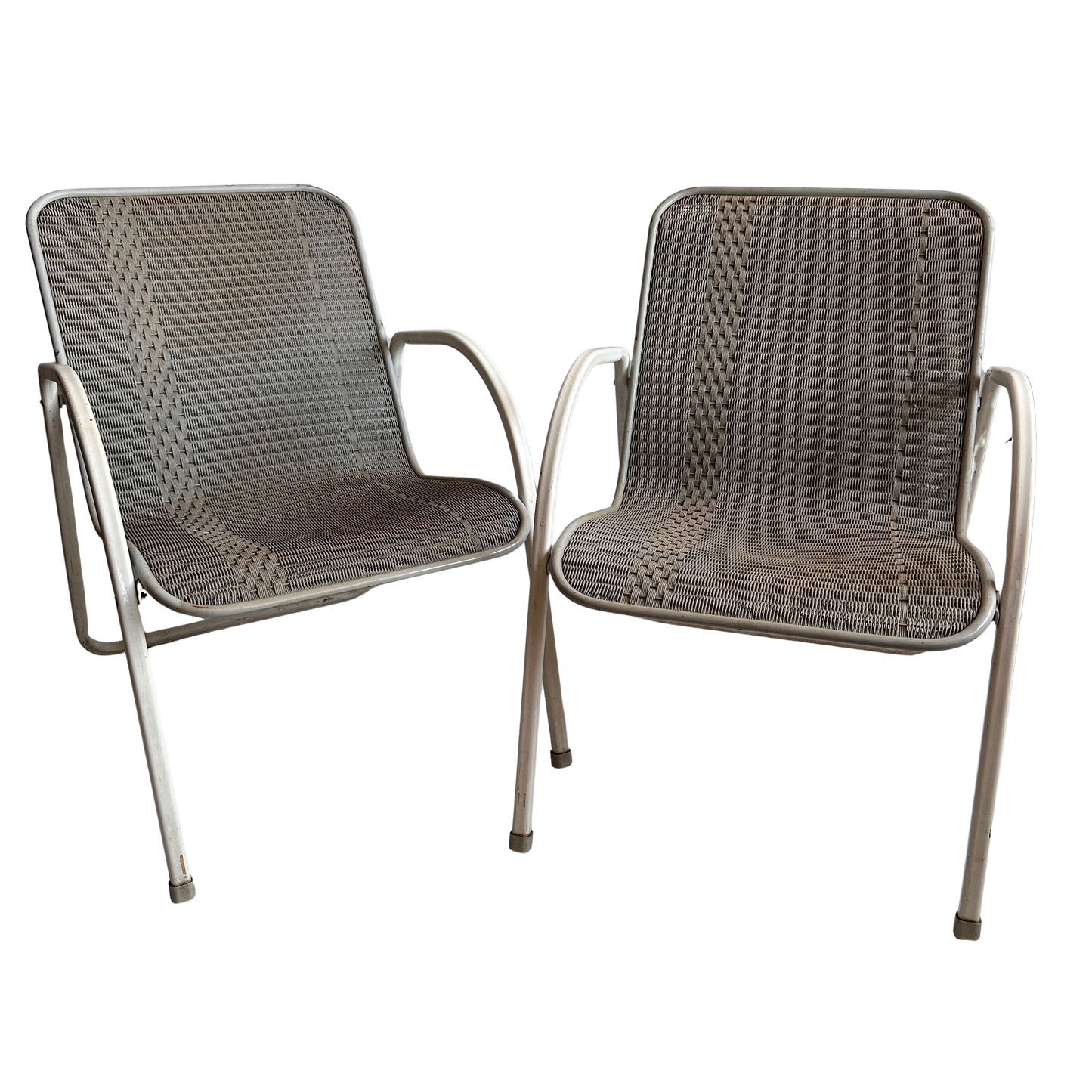 CH039 WICKER LLOYD WHITE FRAMED DECK CHAIRS