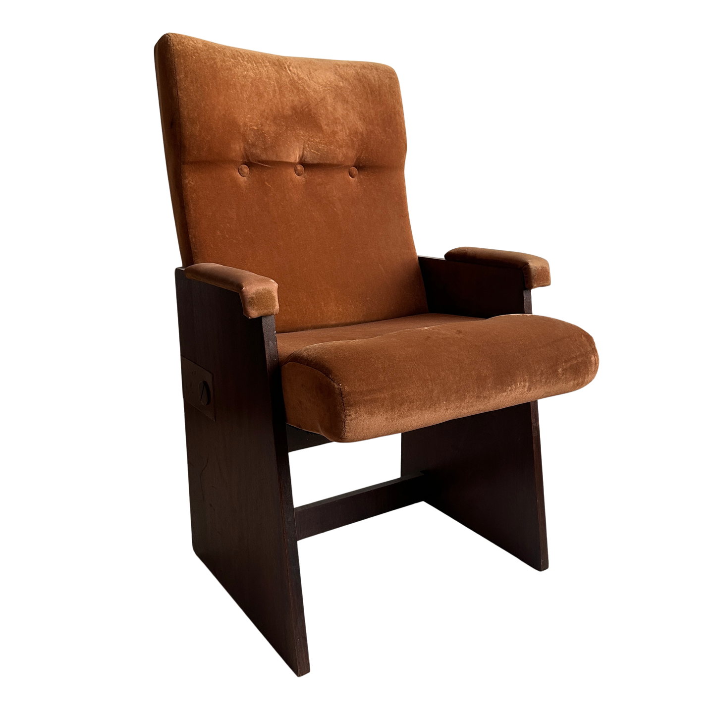 CH048 BRUTALIST RUST VELVET ARMCHAIR