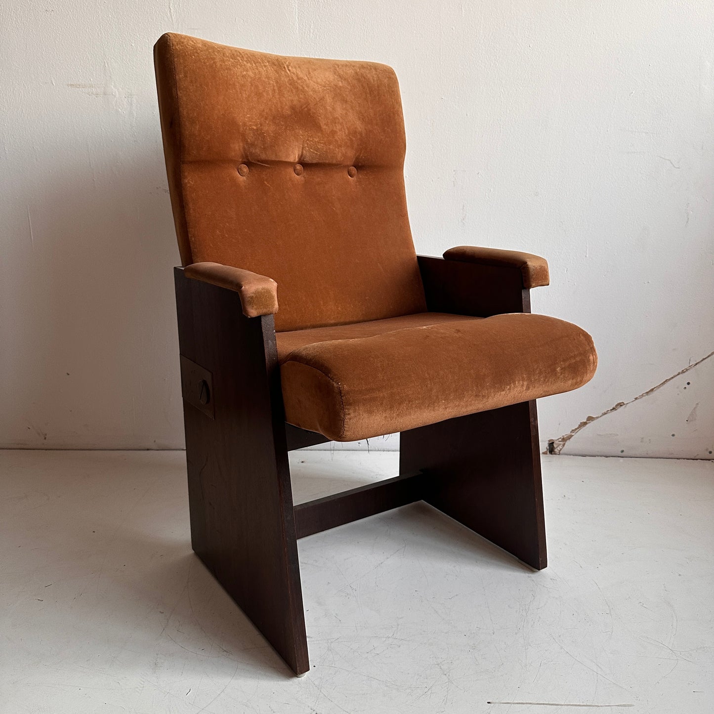 CH048 BRUTALIST RUST VELVET ARMCHAIR