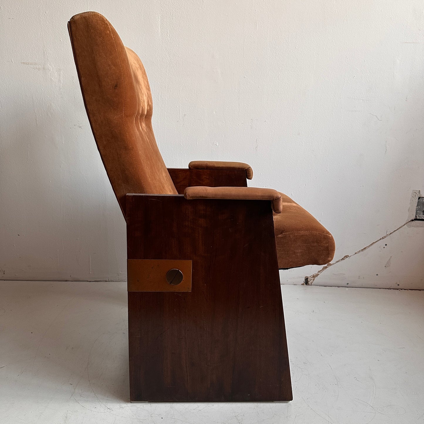 CH048 BRUTALIST RUST VELVET ARMCHAIR