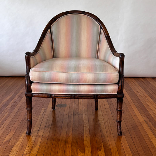 CH075 PASTEL STRIPED ARMCHAIRS WITH FAUX BAMBOO FRAME