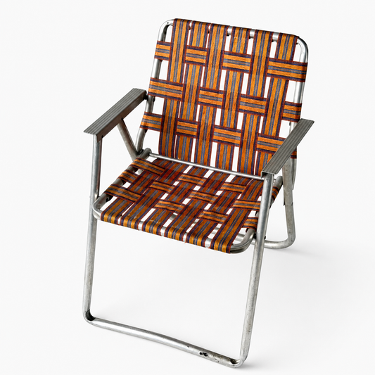 CH079 ORANGE PLAID LAWN CHAIR