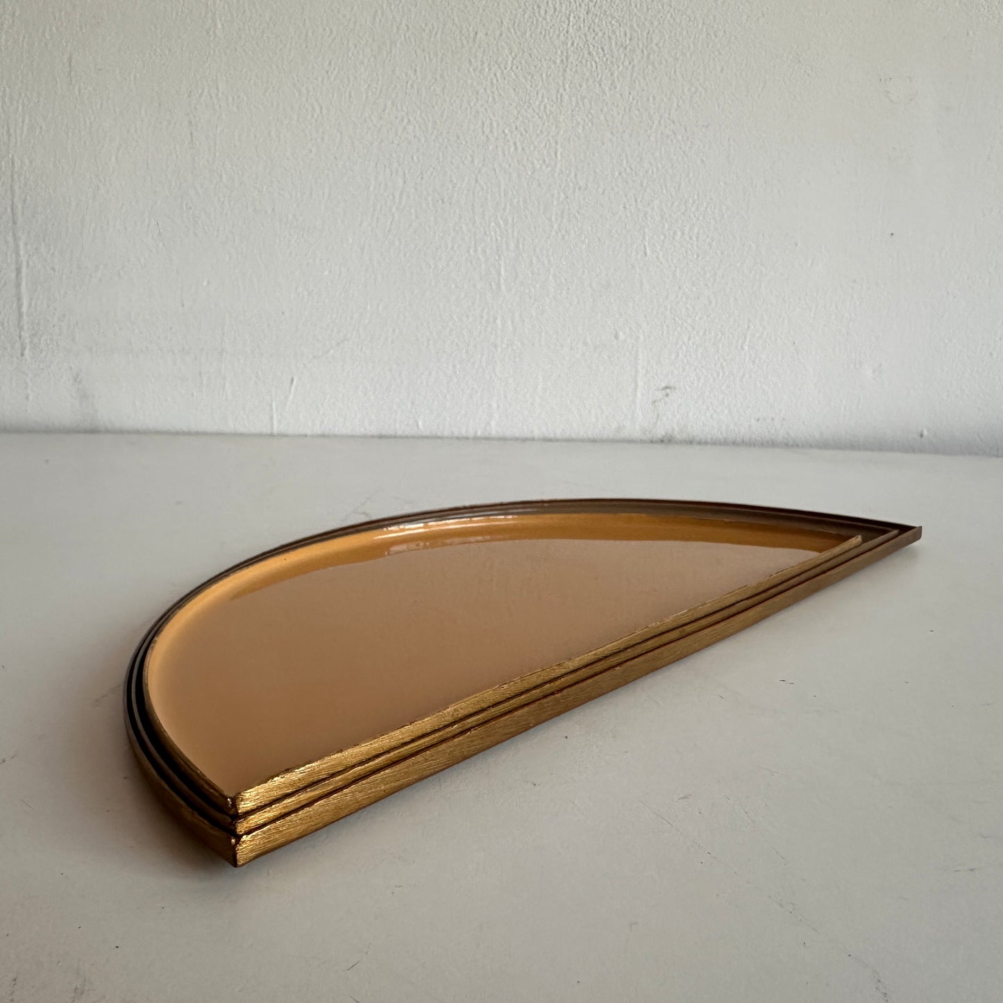 CT008 THREE EARTH TONE ENAMEL CRESCENT CATCHALL TRAYS