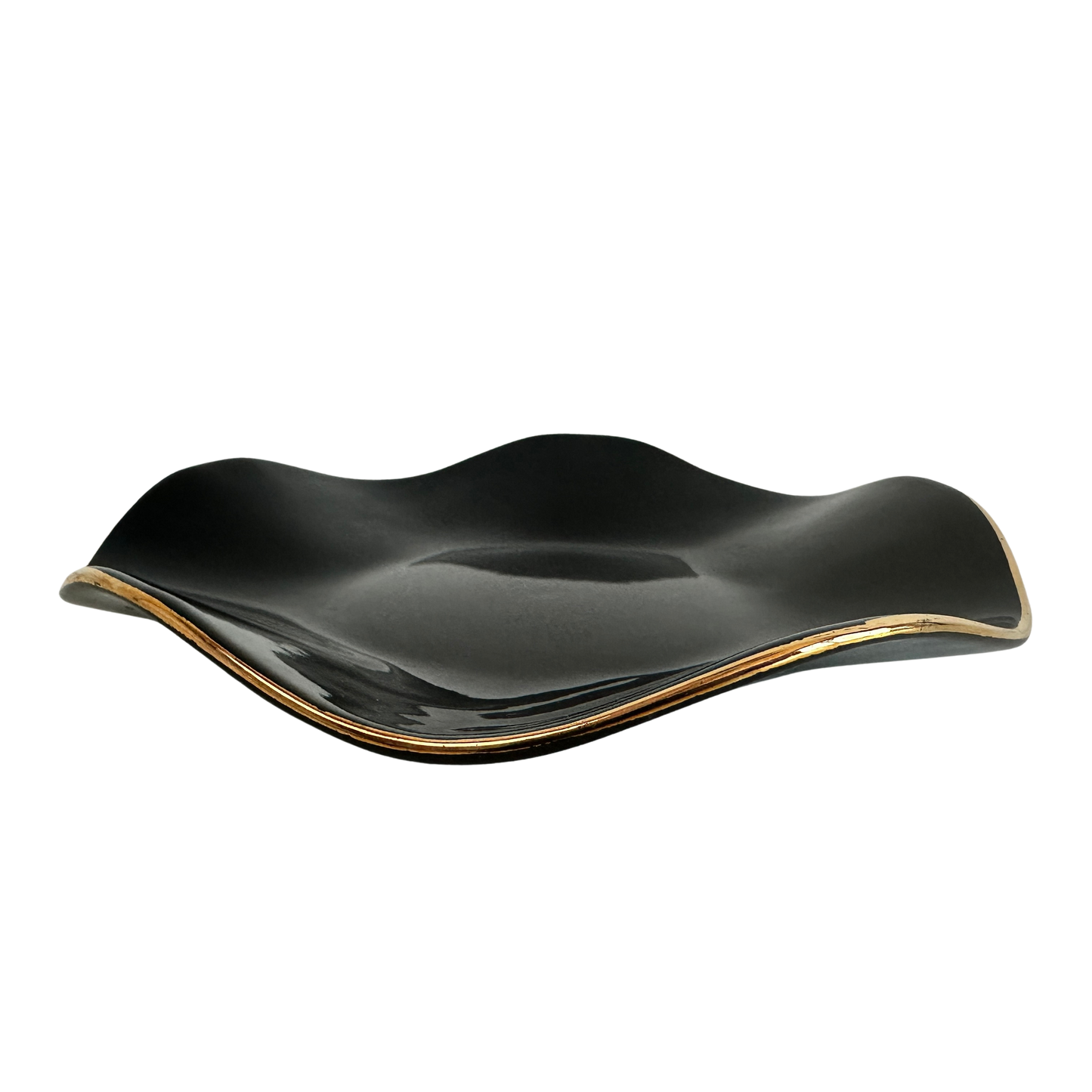 CT020 GOLD RIMMED SMALL BLACK WAVY PLATE