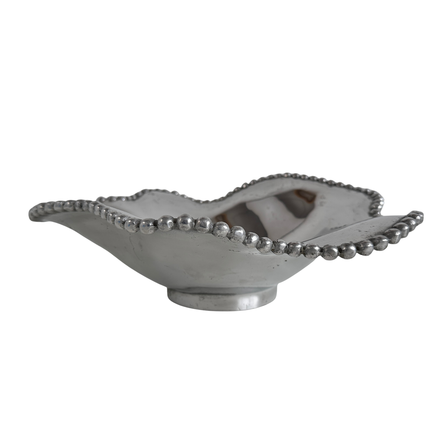 CT022 VINTAGE MARIPOSA CAST ALUMINUM WAVE BEADED BOWL
