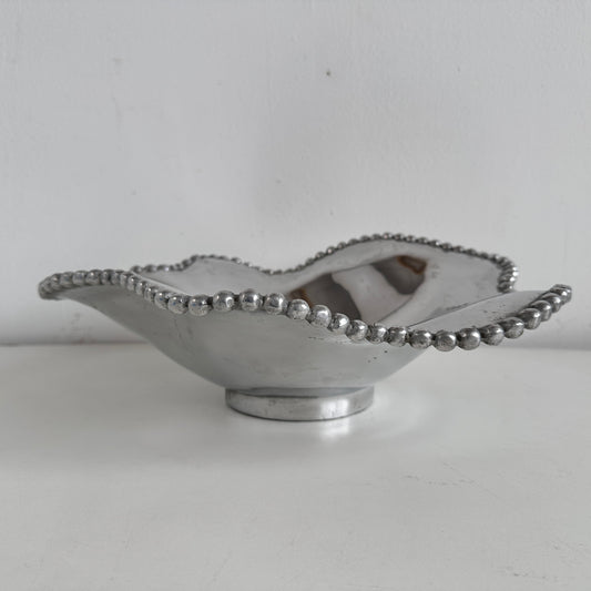 CT022 VINTAGE MARIPOSA CAST ALUMINUM WAVE BEADED BOWL