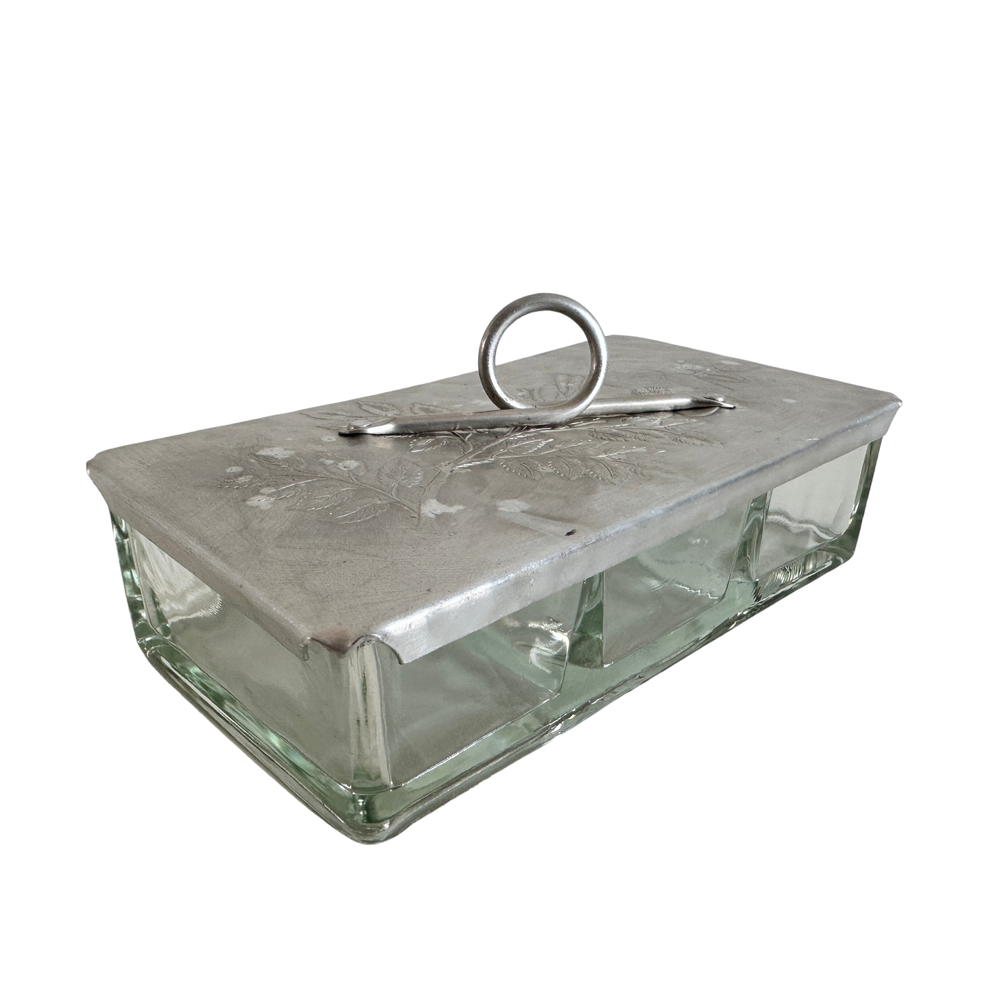 CT025 ALUMINUM & GLASS TRINKET HOLDER