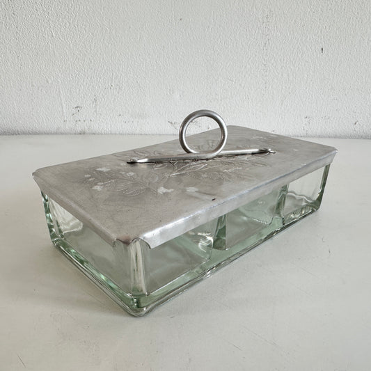 CT025 ALUMINUM & GLASS TRINKET HOLDER