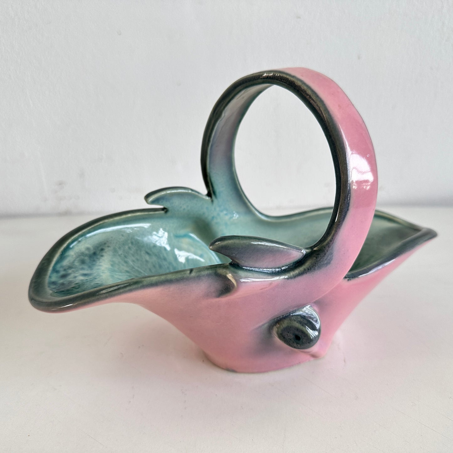 CT027 PINK & GREEN CERAMIC DISH