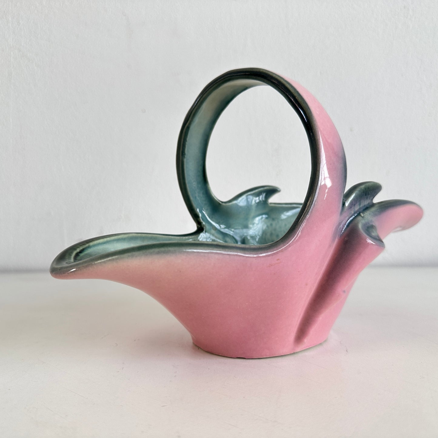 CT027 PINK & GREEN CERAMIC DISH
