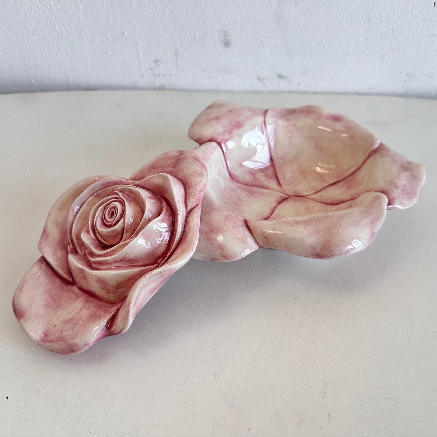 CT030 GLAZED ROSE TRINKET DISH