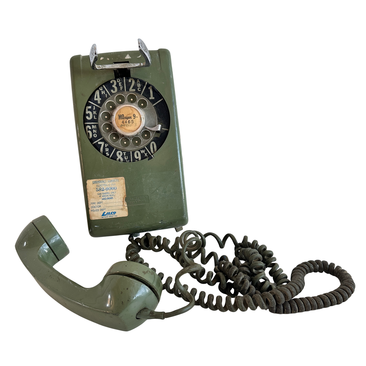 EL067 HEAVILY DISTRESSED GREEN WALL MOUNTED PHONE