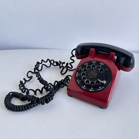 EL092 BLACK & RED ROTARY PHONE