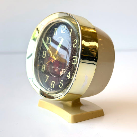 E101 FAUX BRASS AND CREAM ALARM CLOCK