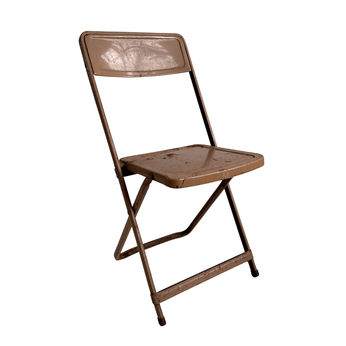 FC010 DISTRESSED TAN METAL FOLDING CHAIR