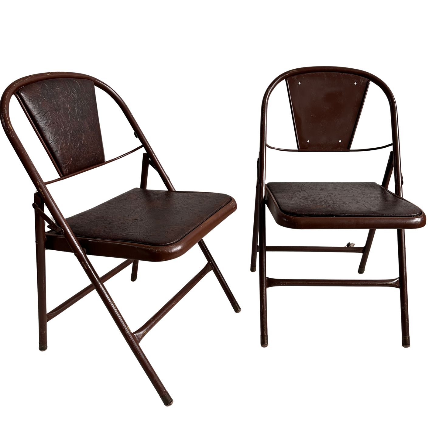 FC011 BROWN VINYL AND METAL FOLDING CHAIRS