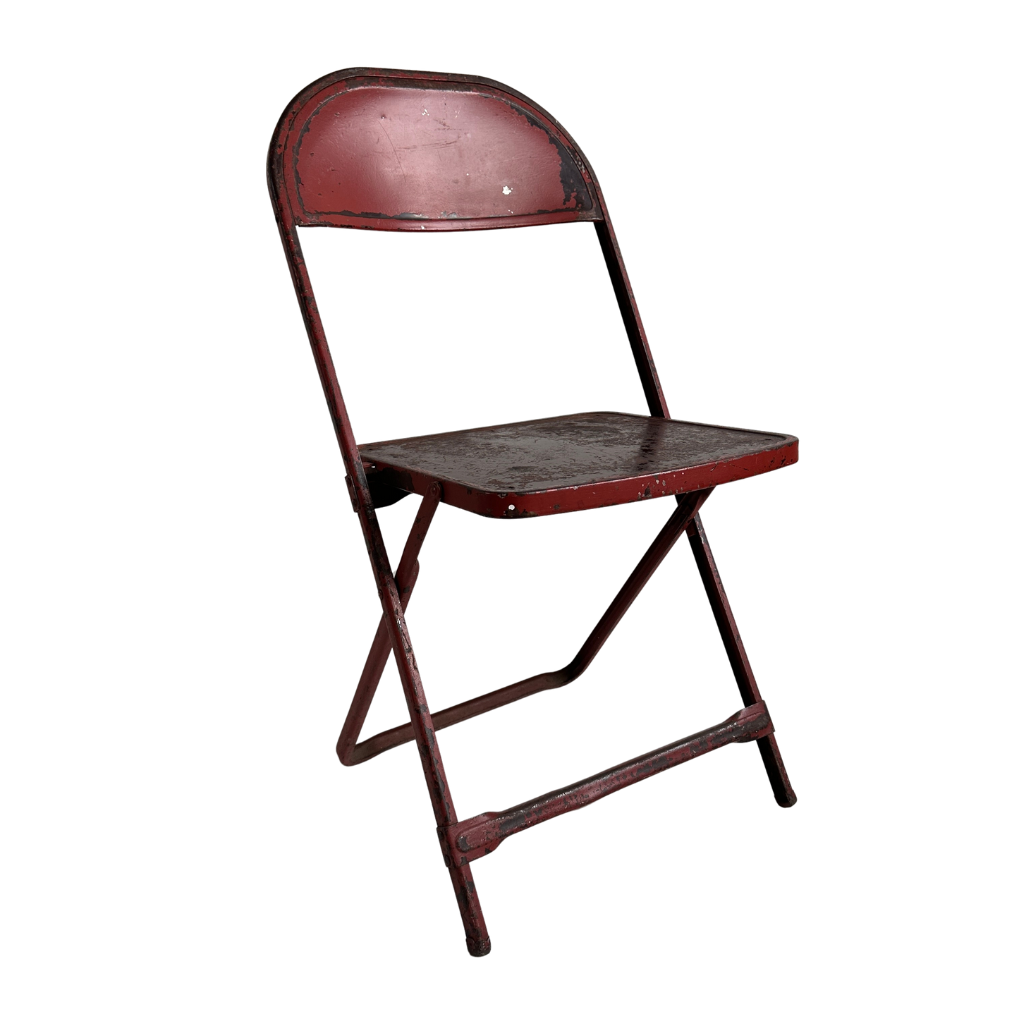 FC013 DISTRESSED RED METAL FOLDING CHAIR