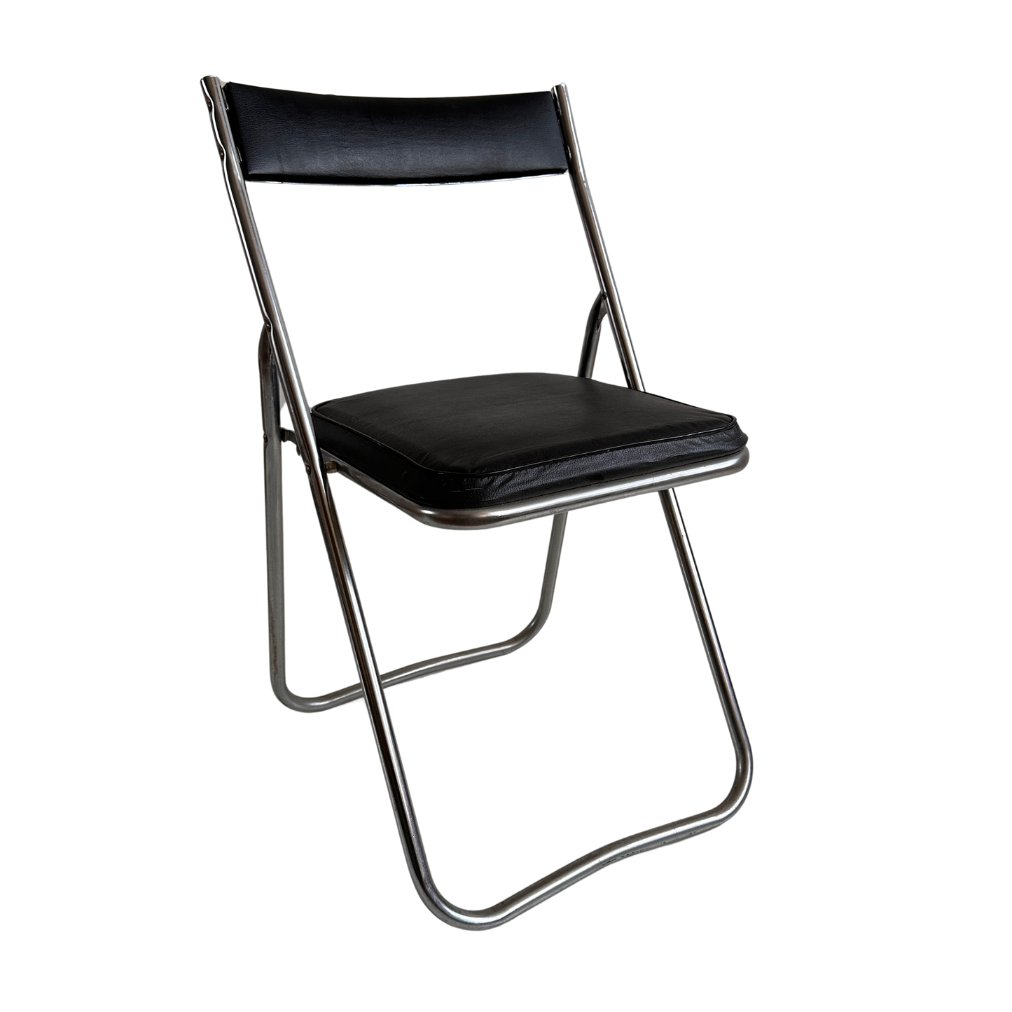 FC018 JAPANESE BLACK UPHOLSTERED & CHROME FOLDING CHAIRS