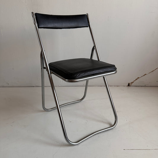 FC018 JAPANESE BLACK UPHOLSTERED & CHROME FOLDING CHAIRS