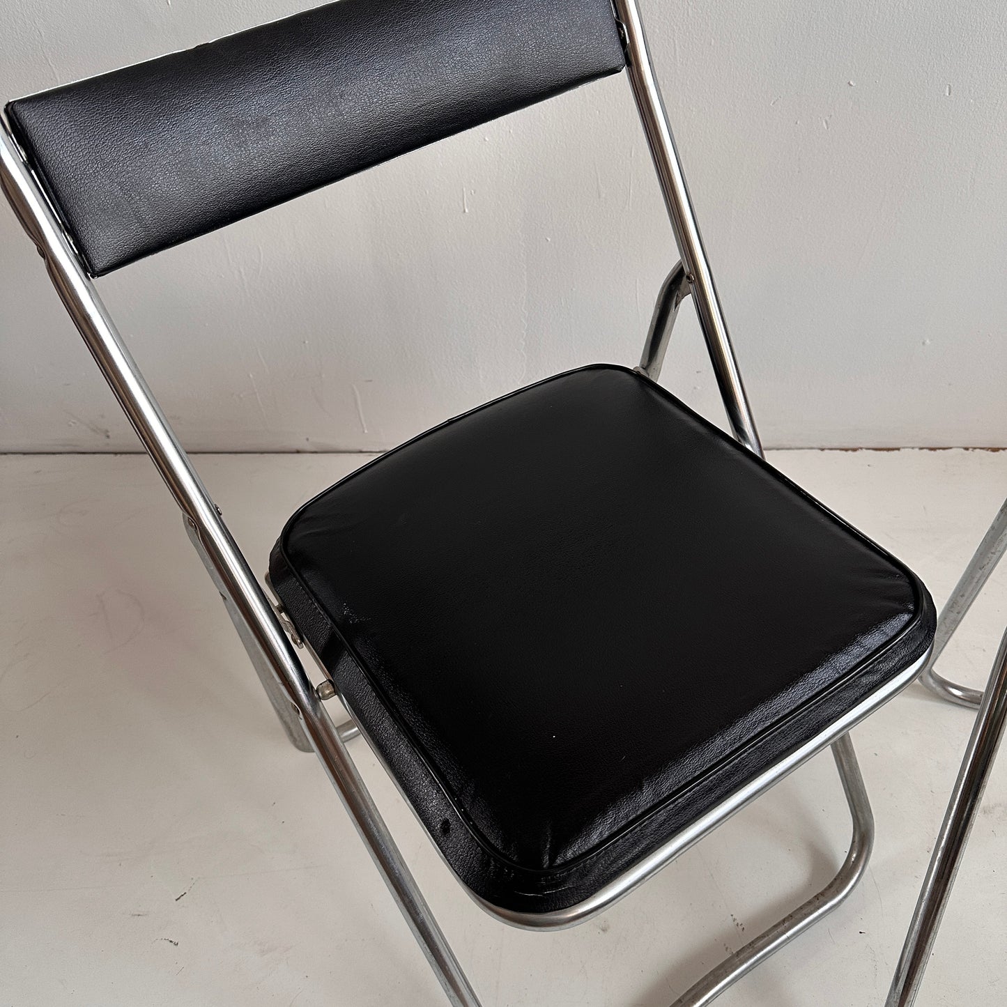 FC018 JAPANESE BLACK UPHOLSTERED & CHROME FOLDING CHAIRS