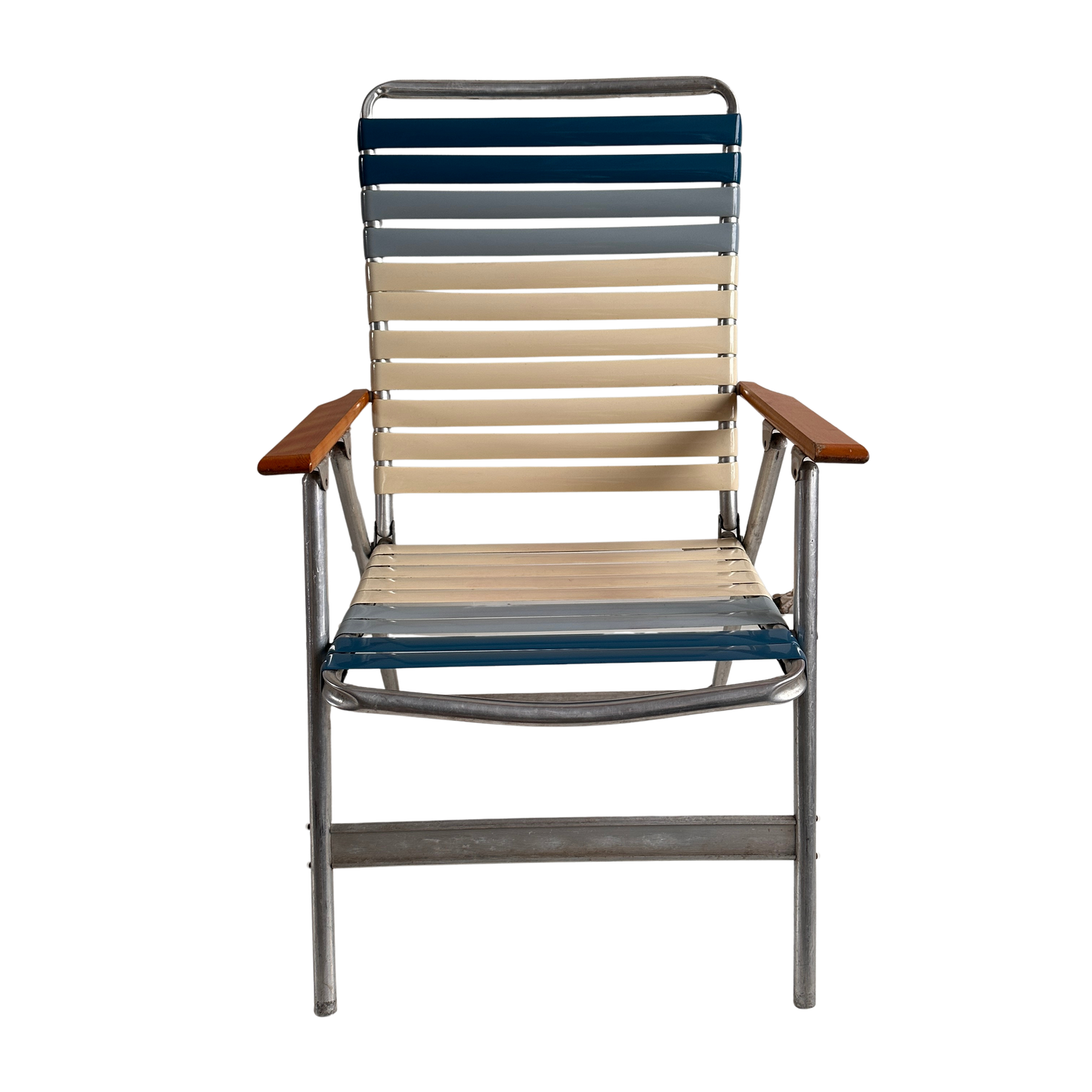 FC022 BLUE & CREAM FOLDING LAWN CHAIR