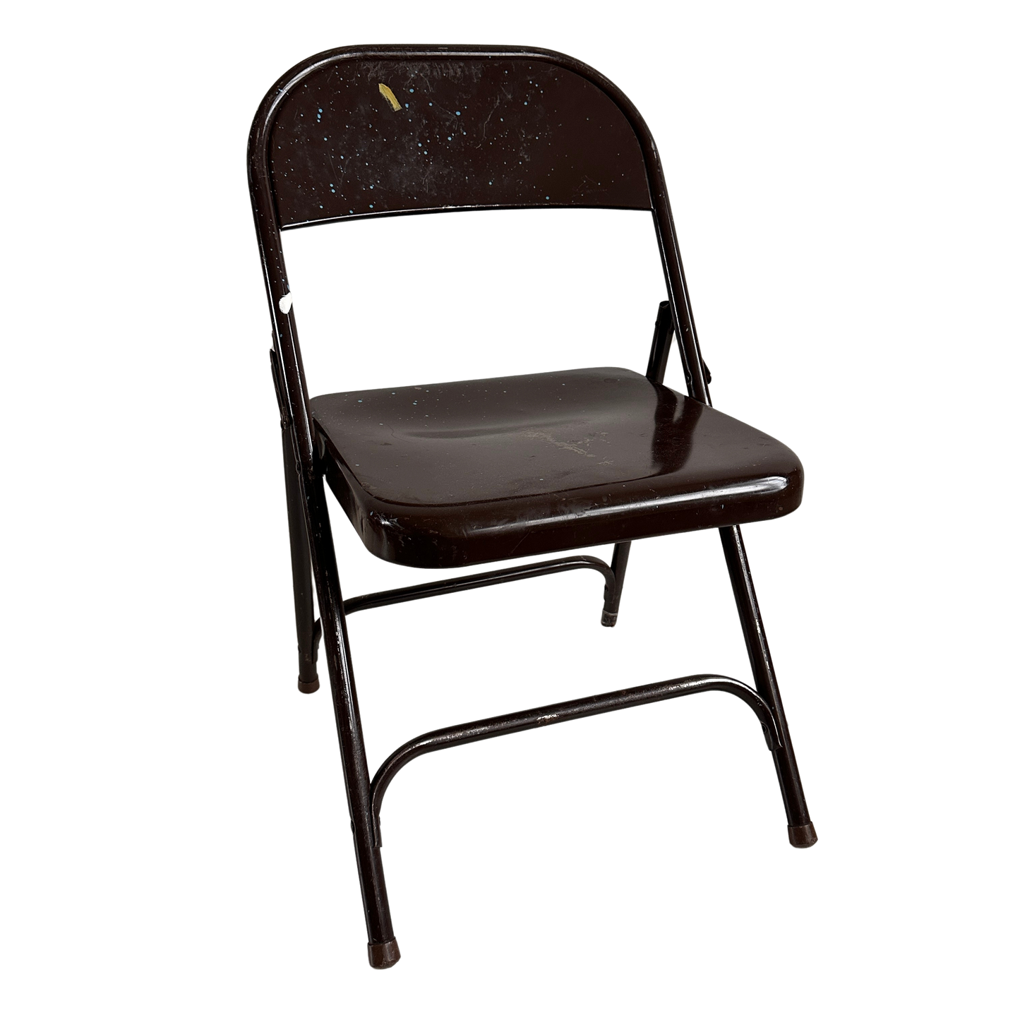 FC028 AWESOME SAUCE PAINT SPLATTERED BROWN METAL FOLDING CHAIR