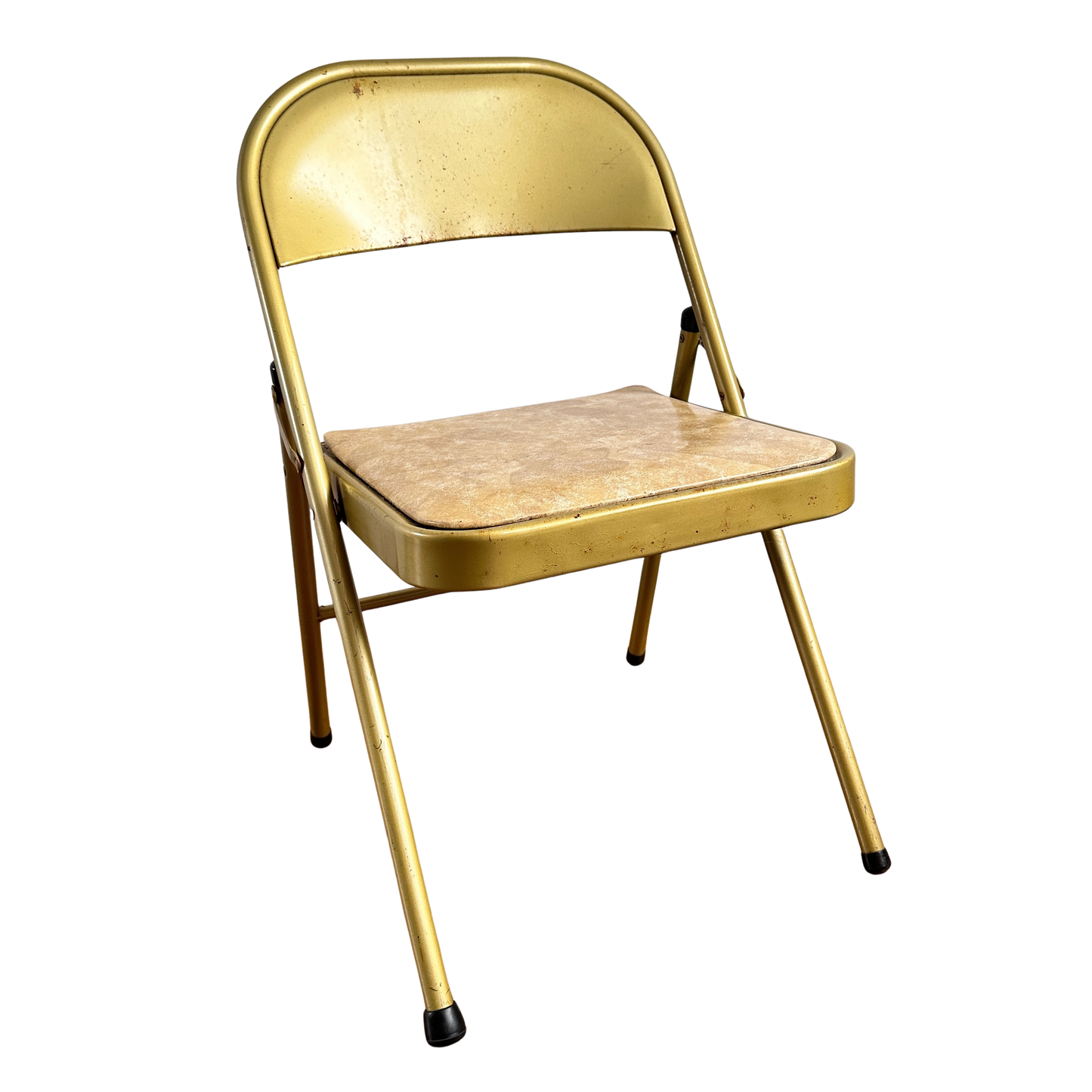 FC036 DISTRESSED GOLD WITH VINYL SEAT FOLDING CHAIR